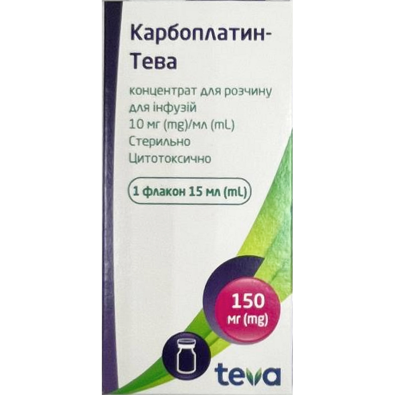 Карбоплатін-Тева концентрат для розчину для інфузій, 10 мг/мл, по 15 мл флакон